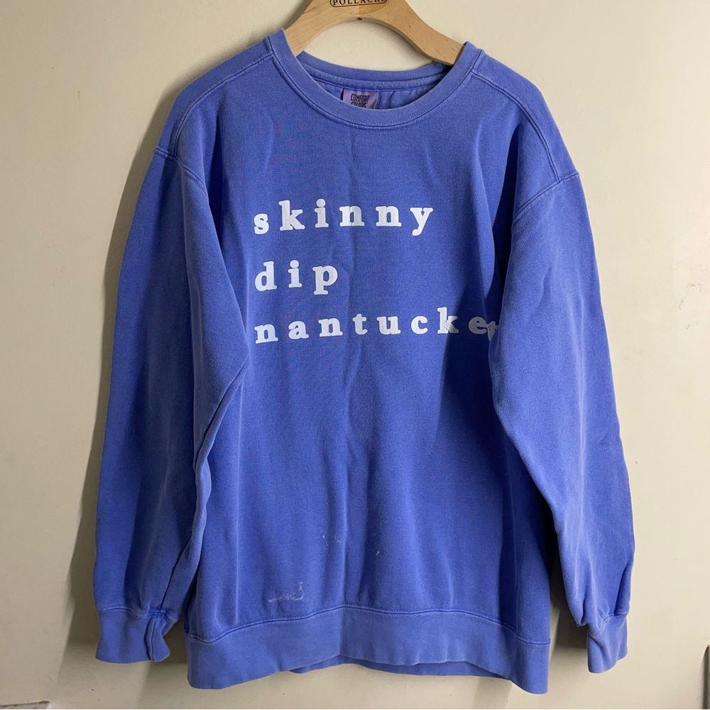 Skinny Dip Nantucket Crew Sweatshirt Blue Medium Comfort Colors Pullover *flawed